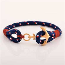 Load image into Gallery viewer, AK Nautics Nautical Anchor Bracelet Navy Blue &amp; Red

